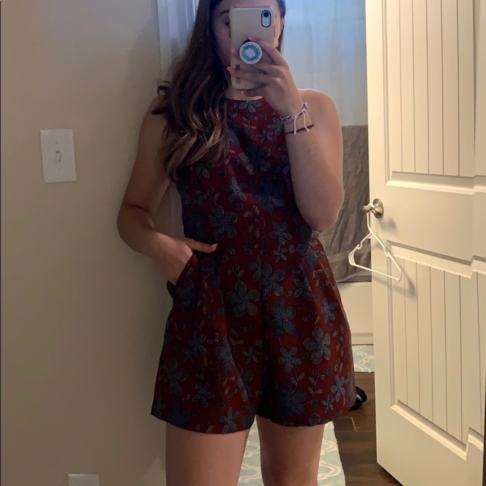 Red romper with pockets